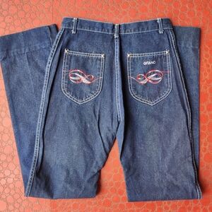 Vintage Gitano Jeans Womens 2 26 Waist High Rise Mom Dark Wash Embroidered